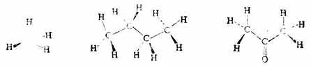 甲烷、正丁烷和丙酮的三维表示法