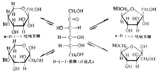 β-D-（-）-吡喃果糖　β-D-（-）-呋喃果糖
