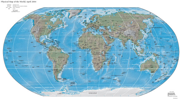 Physical Map of the World Map