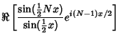 $\displaystyle \Re\left[{{\sin({\textstyle{1\over 2}}Nx)\over\sin({\textstyle{1\over 2}}x)} e^{i(N-1)x/2}}\right]$
