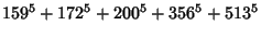 $\displaystyle 159^5+172^5+200^5+356^5+513^5$