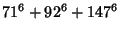 $\displaystyle 71^6+ 92^6+147^6$