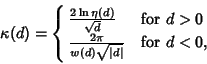 \begin{displaymath}
\kappa(d)=\cases{
{2\ln\eta(d)\over\sqrt{d}} & for $d>0$\cr
{2\pi\over w(d)\sqrt{\vert d\vert}} & for $d<0$,\cr}
\end{displaymath}