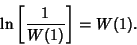 \begin{displaymath}
\ln\left[{1\over W(1)}\right]=W(1).
\end{displaymath}