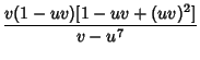 $\displaystyle {v(1-uv)[1-uv+(uv)^2]\over v-u^7}$