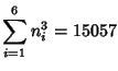 $\displaystyle \sum_{i=1}^6 n_i^3=15057$