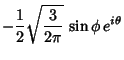 $\displaystyle - {1\over 2} \sqrt{{3\over 2\pi}}\, \sin\phi \,e^{i\theta }$