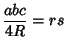 $\displaystyle {abc\over 4R} = rs$