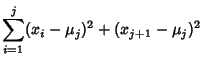 $\displaystyle \sum_{i=1}^j (x_i-\mu_j)^2+(x_{j+1}-\mu_j)^2$