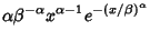 $\displaystyle \alpha\beta^{-\alpha} x^{\alpha-1}e^{-(x/\beta)^\alpha}$