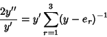 \begin{displaymath}
{2y''\over y'} = y'\sum_{r=1}^3 (y-e_r)^{-1}
\end{displaymath}